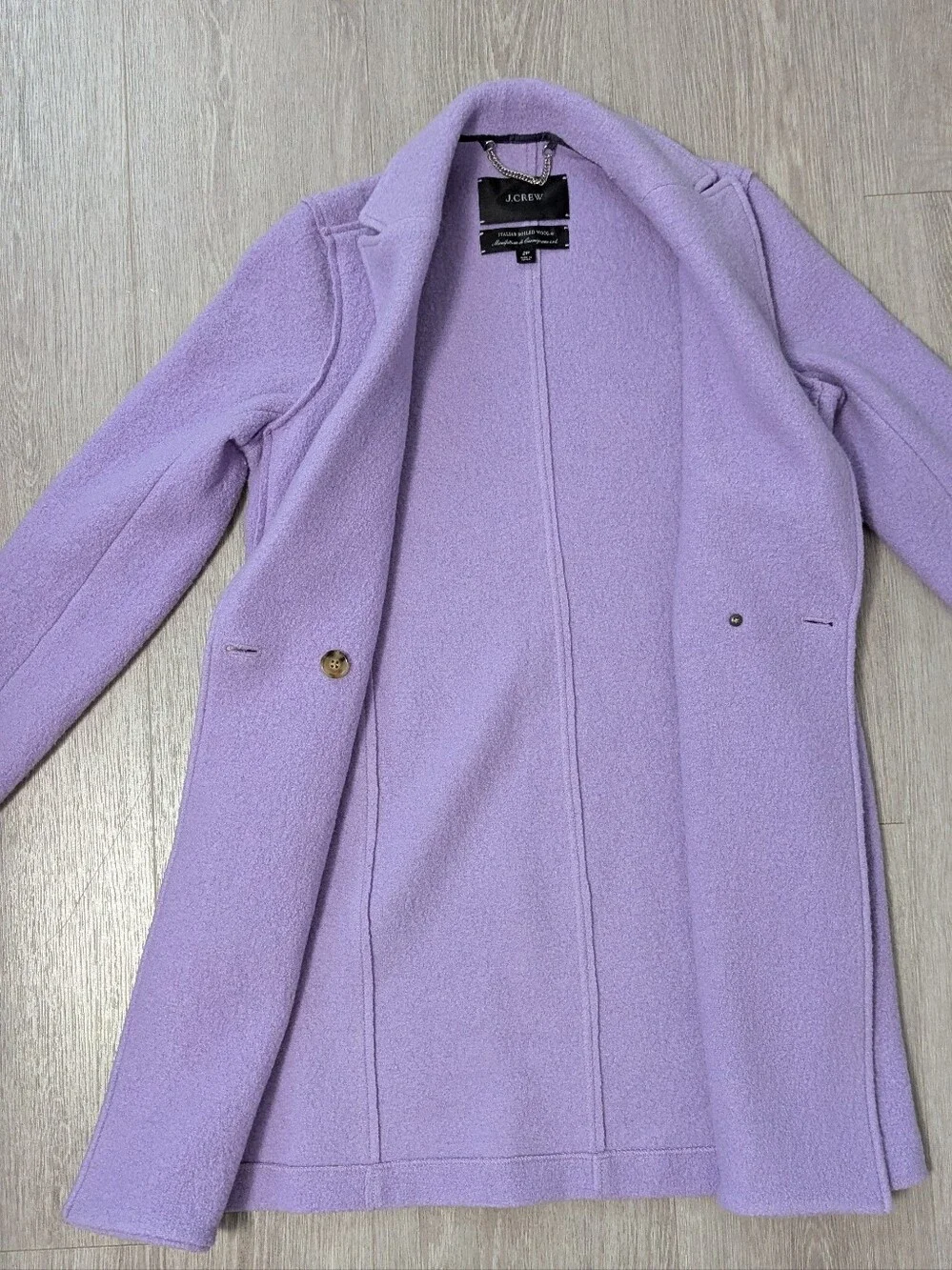 J. Crew Lilac Double-Breasted Wool-Blend Pea Coat Size 2P EUC! - Picture 5 of 9